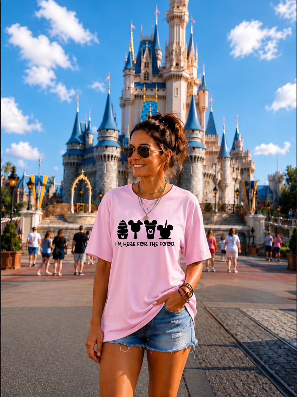 Pink mouse Graphic Tee - I'm Here for the Food.
